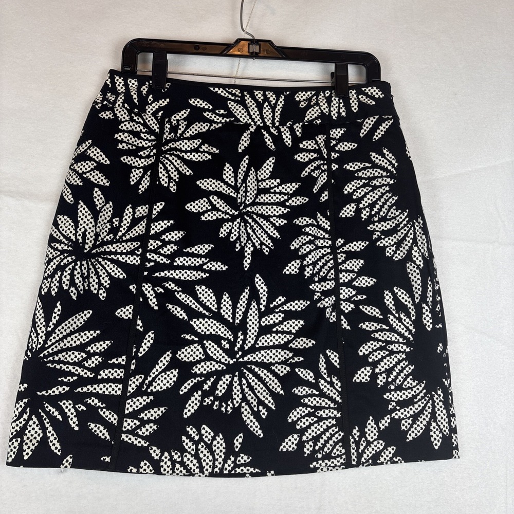 Geoffrey Beene Sport Black White Floral Skirt Womens Size 8 Minimal A Line